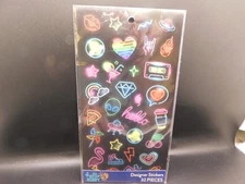 Hello Hobby Multicolor Neon Designer Stickers, 32 Count