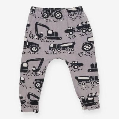 Fred and Noah Boys Grey Construction Leggings Cotton Blend, 6-9 months