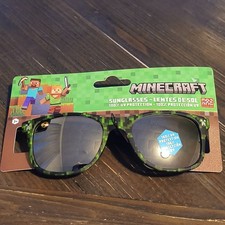 Minecraft Kids Square Sunglasses Green Camo Full Rim Black Lens 100 UV MC907WM
