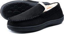 Mens Moccasin Slippers Indoor Outdoor House Slippers Warm Plush Fuzzy Memory ...