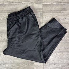 Women's Plus Eloquii Black Faux Leather Pull On Stretch Straight Leg Pants sz 22