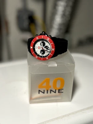 40nine Mens Watch 43mm Black Orange Dial White Bezel Date Silicone New Battery 40nine Men Wristwatches for sale | eBay main image 4