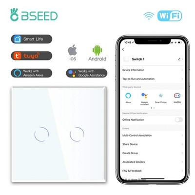BSEED WIFI Touch Switches Series Wall Smart Light Switches Blue LED Backlight Gl