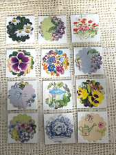 Set of 12 Handmade Pretty Floral 2x2 Mini Note Cards Gift Enclosure C