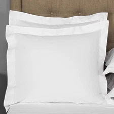 European Square Pillow Shams Set of 2 White 600 TC 100% Cotton 26x26