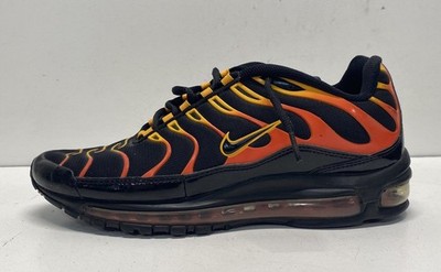 Nike Men Sneakers Air Max 97 Plus Orange Black Mesh Lace-Up No Size
