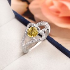 AAA Fine Quality 6x6 MM Yellow Sapphire Ring, 925 Sterling Silver Proposal Ring