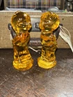 Vintage Fenton Art Glass Yellow Kissing Boy & Girl Figurine Set 4.75"