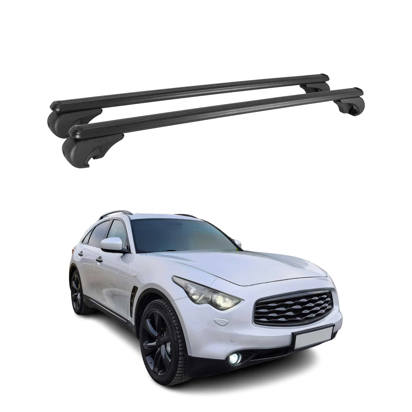 Barres de toit noires en aluminium pour Infiniti FX50 2009-2013