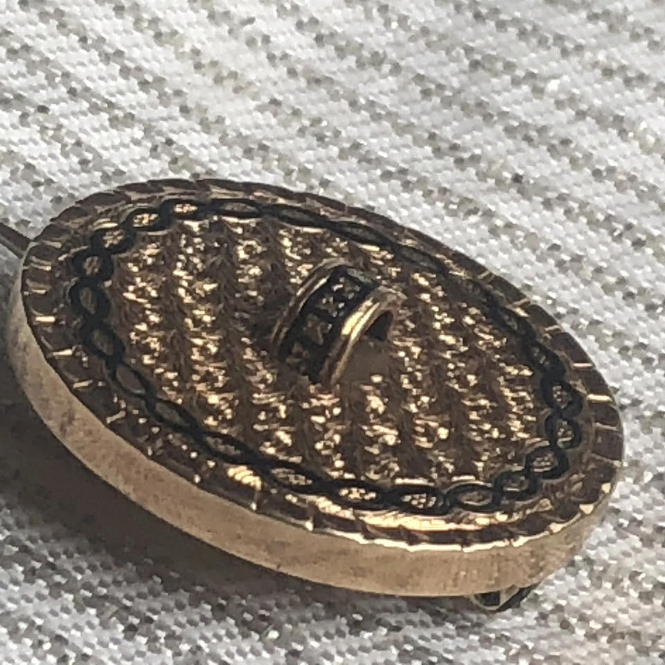 Antique Victorian 14k Gold Black Enamel Button Brooch Pin / Pendant / Watch Pin - Image 4 of 4