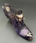 Fenton Purple Violet Glass Slipper Shoe Sticker Hand Painted