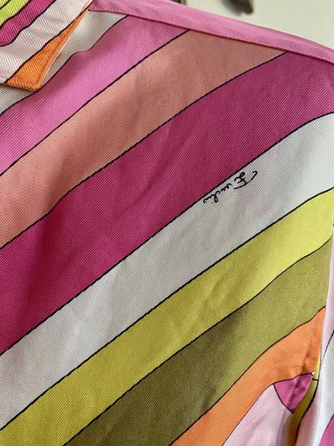 Vintage 1960s EMILIO PUCCI 100% Pure Silk Print Blouse Shirt Italy - Picture 6 of 20