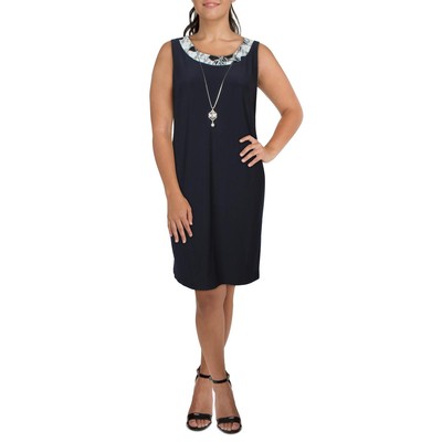 Alex Evenings Womens Navy Floral Print Two Piece Dress Plus 16W BHFO 1270