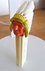 PEZ Vintage INDIAN CHIEF Cream Stem & Yellow Insert Rare 3.9 Yugoslavia NO FEET