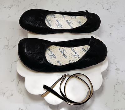 Peerko Petite Twinkle barefoot ballet flats shimmery black print web size 43 EU