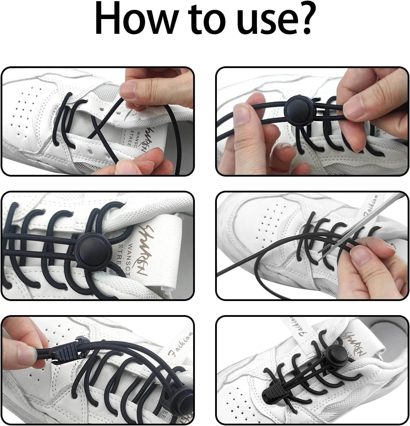 Quacc 1 Pair No Tie Elastic Shoelaces Tieless Shoe Laces with Strong Lock for Sn