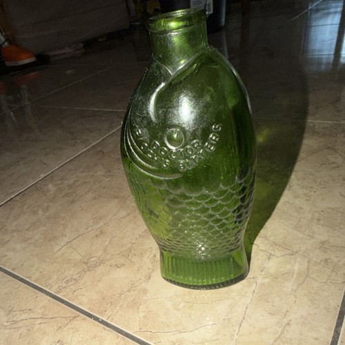 Green Doctor Fisch's Bitters Reproduction Bottle Fish Shape Embossed Wheaton