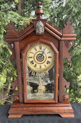Antique 1895 Charles F Adams Ingraham LIBERTY Mantle Clock - SEE VIDEO - RARITY