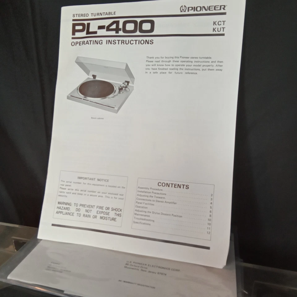 Toca-discos estéreo vintage Pioneer PL-400 acionamento direto com caixa original e manual - Imagem 2 de 4