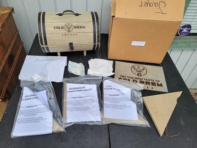 Jagermeister Cold Brew Coffee Retail Sampling Kit 2020 Wood Barrel Display
