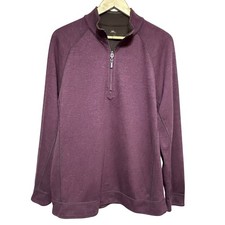 Tommy Bahama Mens 1/4 Zip Ribbed Pullover Long Sleeve Plum Cozy Relaxed Size M 