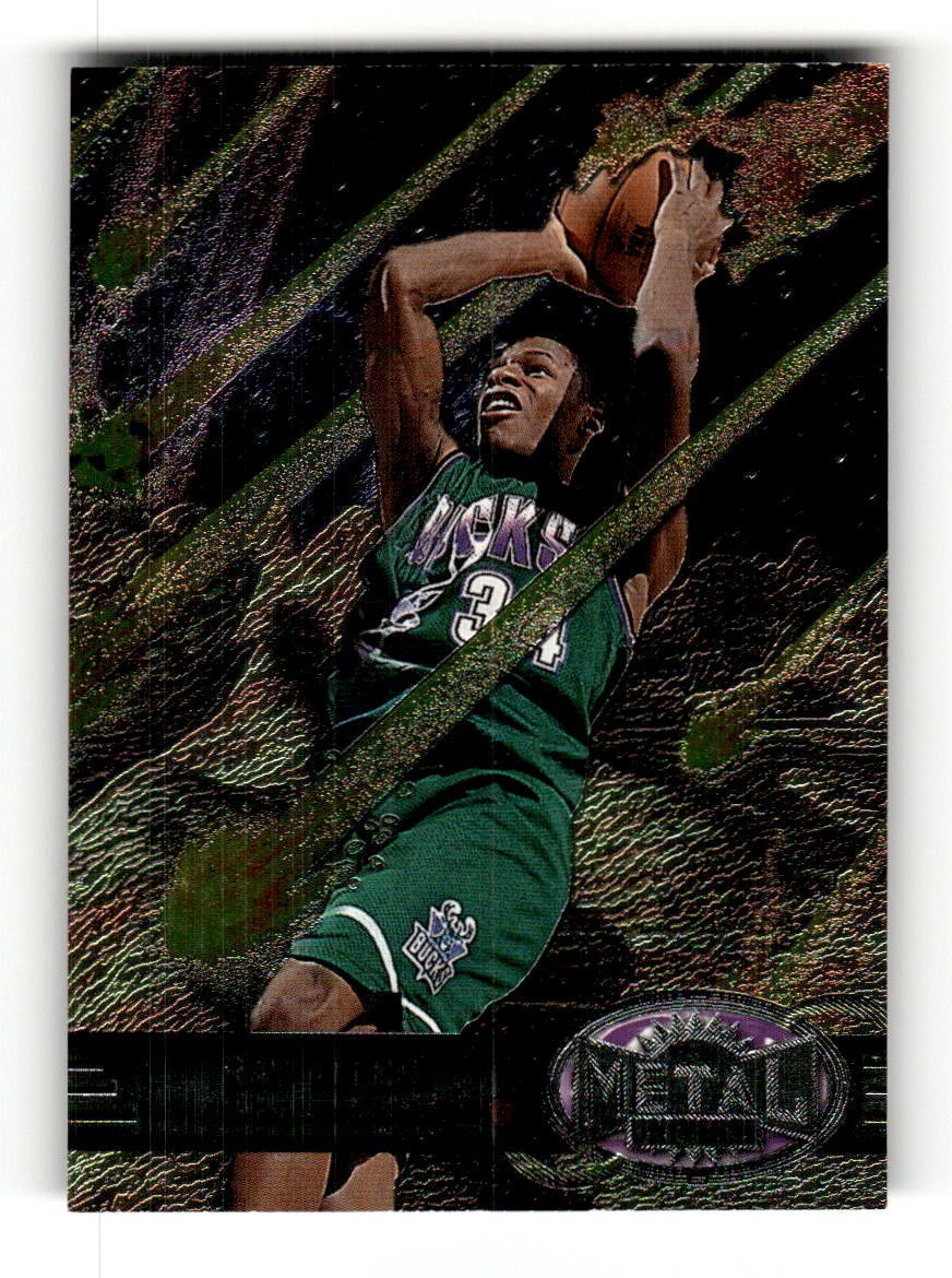 Ray Allen #104 Basketball Cards 1997 Metal Universe trading card — raw and PSA graded price guide