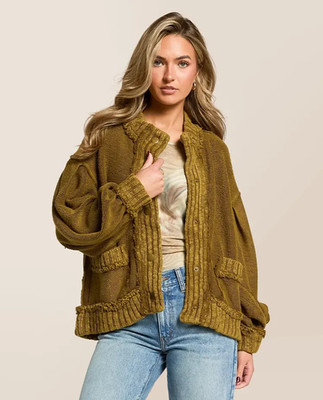 Free People We The Free Strickjacke ''Cute in This'' - SMALL - Tannengrün - 158 £