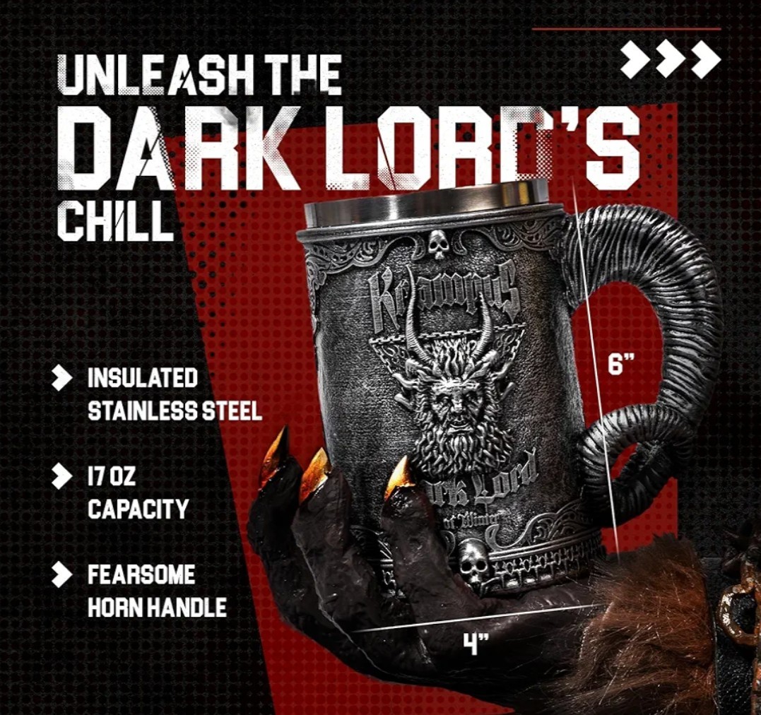 Red One Krampus Stein Mug 17oz Medieval Fantasy Renaissance Dwayne Johnson Rock