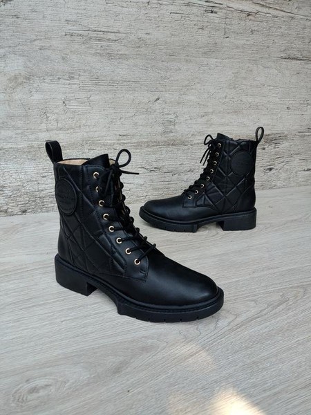 Women Coach Boots Black Leather 37 #XW8