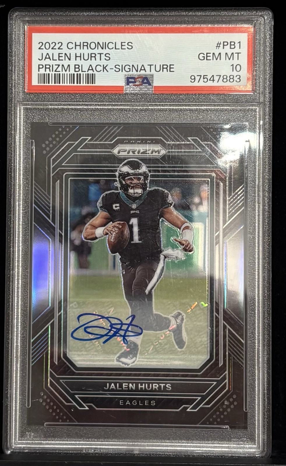 JALEN HURTS 2022 Panini Chronicles PRIZM BLACK Auto PSA 10 GEM MT!! Low POP
