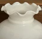Large Antique White Milk Glass Ruffled Top Student Lamp Shade 7” Fitter
