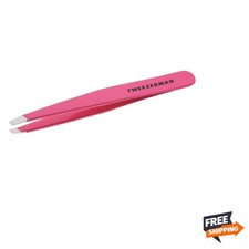 Stainless Steel Slant Tweezer - Eyebrow Tweezers for Women and Men Neon Pink