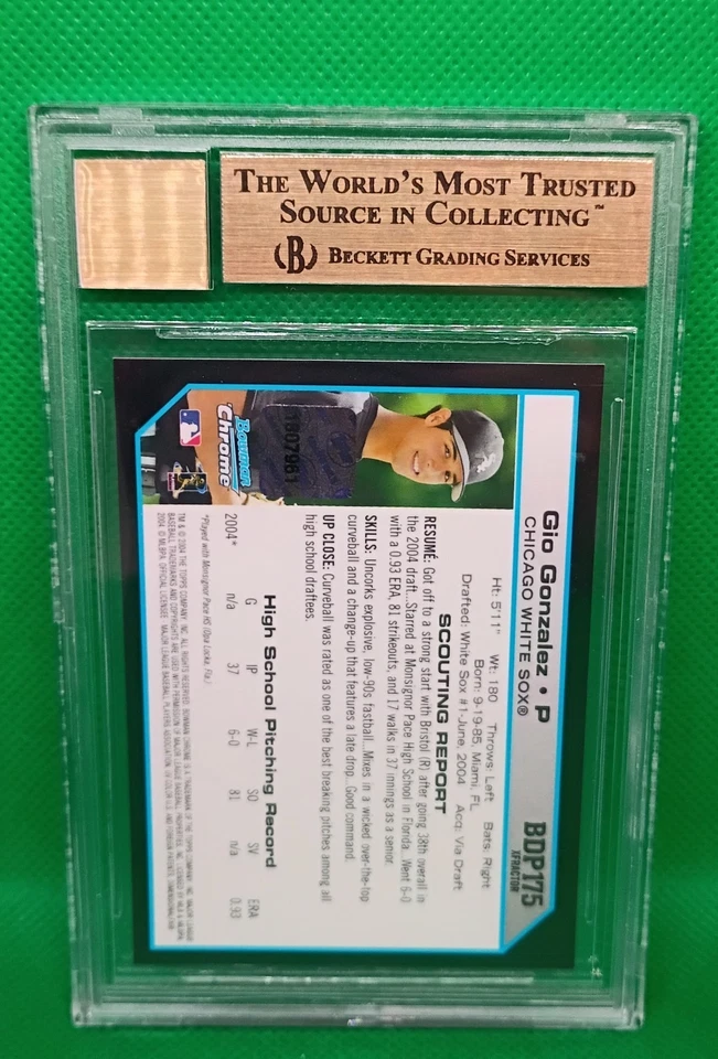 GIO GONZALEZ Rookie Autograph - 2004 Bowman Chrome X-FRACTOR SSP - BGS 9.5 / 10 - Image 3 of 3