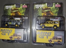 Pair Mini GT 1/64 Land Rover Defender 110 1989 Camel Trophy #751