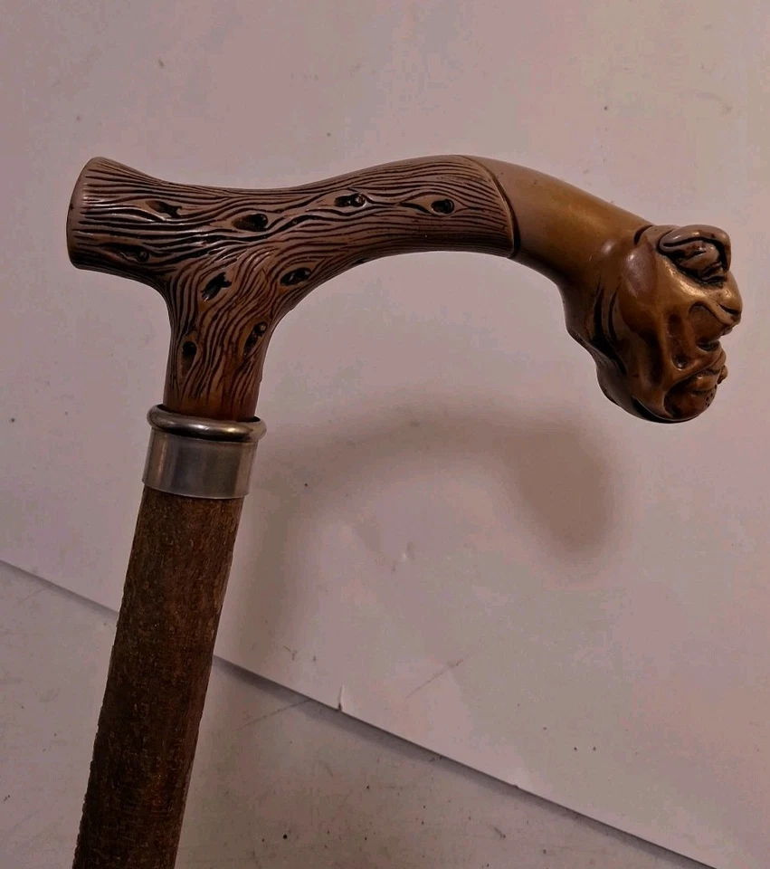 ¿Baquelita de colección? Bastón Cabeza de Bulldog Bastón Brillante Shellac Nicks Look Foto 4 de 4