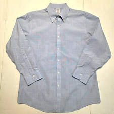 BROOKS BROTHERS Long Sleeve REGENT Button Sport Shirt Men's 15.5 32 M Blue Check