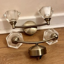 Pair of Franklite Twista Twin 2-Light Wall Lights - Bronze & Crystal Effect
