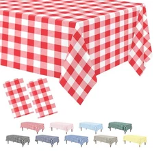 2 Pack Red Gingham Tablecloth, 54 X 108 Inches Red and White Checkered Tableclot