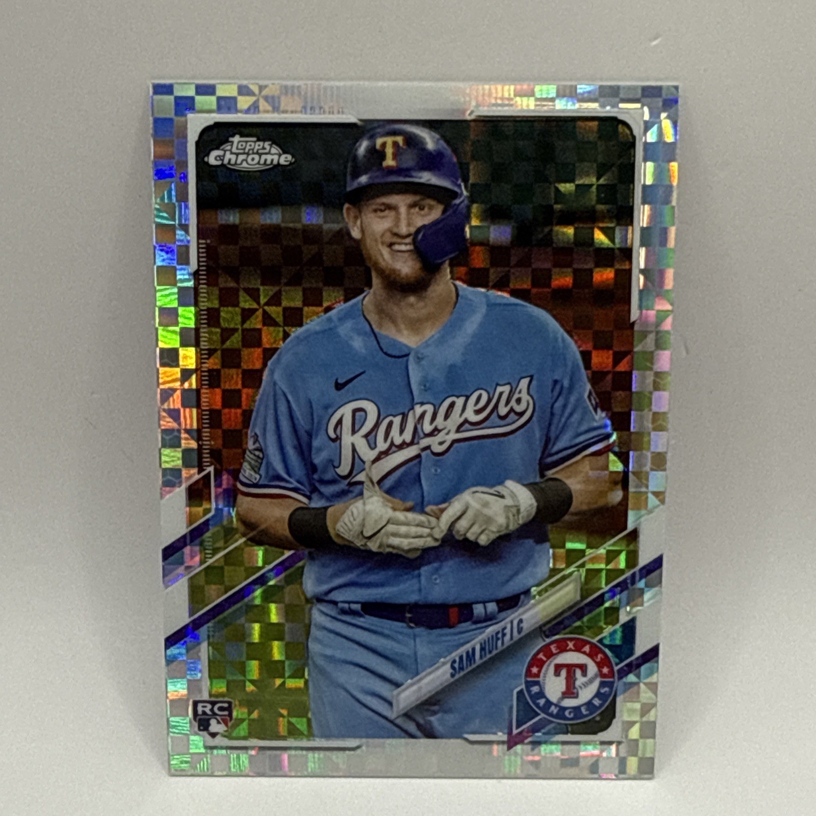 2021 Topps Chrome XFractor Rookie RC Sam Huff Texas Rangers Refractor #81
