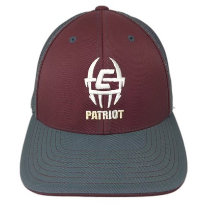 Pacific Headwear Baseball Cap Red Gray XL Mesh Embroidered Patriot Hat Fitted