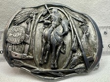 Bergamot Brass Works 1984 Native American Vintage Belt Buckle Pre owned USA 150