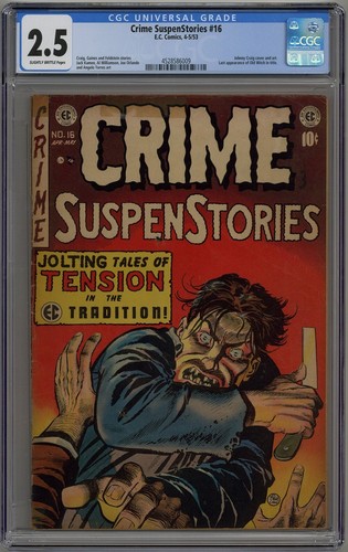 CRIME SUSPENSTORIES #16 CGC 2,5 LEICHT SPRÖDE SEITEN EC COMICS 1953