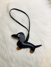 leather dachshund Dog bag charm Keychain Car Key Fob handmade gift new