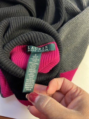 Women’s Lauren Ralph Lauren Color Block Size Small Turtleneck Sweater Comfy Fall - Picture 5 of 8