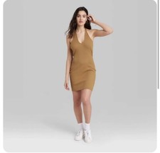 Women's Sleeveless Convertible Knit Bodycon Dress Wild Fable Cognac Size XS