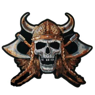 Viking Skull Patch 12'' Patch Motorcycle Colorful Embroidered Skull Biker 30cm 