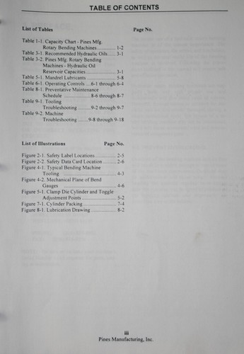 Teledyne Pines "All" Rotary Bender Operations and Maintenace Manual 1996 Pg 98 - Picture 5 of 6