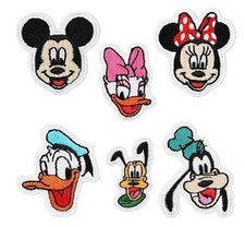 Mickey Mouse and Friends Embroidered Iron on Patch Set of 6