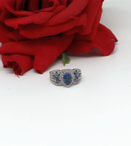 Sterling Silver JTV BBJ Sparkling Blue Ring Size 8 4.52g CAT RESCUE