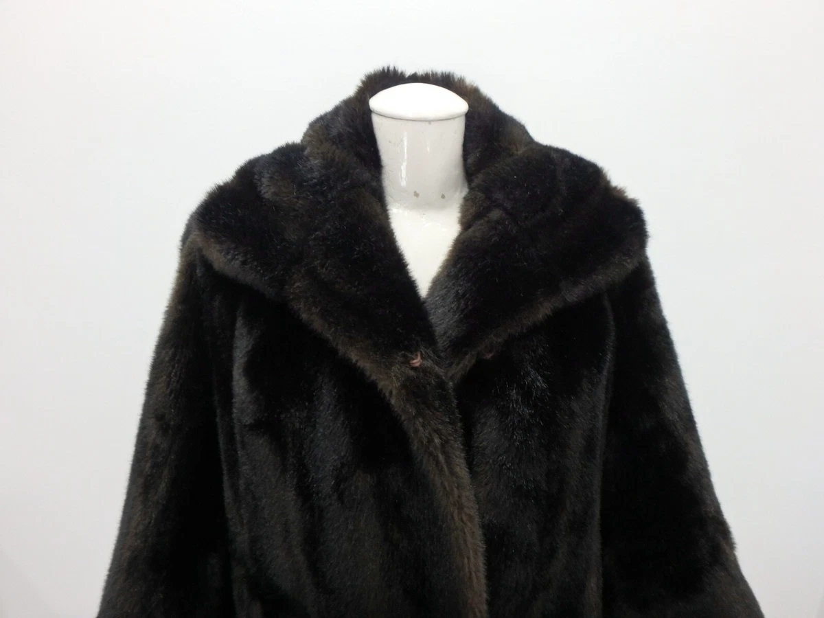 Black fur coat shop ebay
